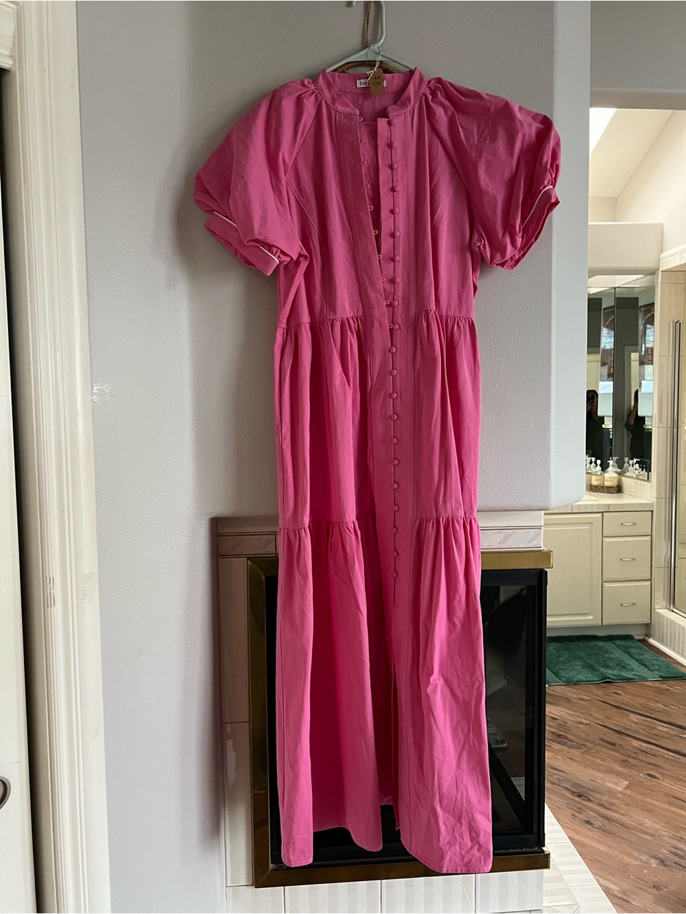 Pink Maxi Dress with Puff Sleeves brave+true